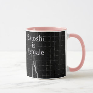 Satoshi ist ein Schwarz-Weiß-Stammdiagramm Tasse