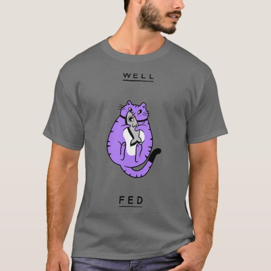 Satt gefütterte Katze T-Shirt (Vorderseite)