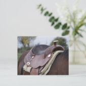 Sattel am Pferd Postkarte (Stehend Vorderseite)