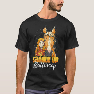 Sattel auf Buttercup Vintage Pferd Galopp für Männ T-Shirt
