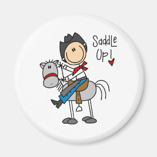Sattel auf! Cowboy-Strichmännchen-Magnet Magnet