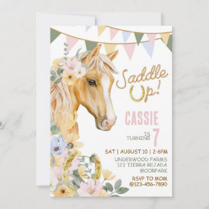 Sattel auf, Cowgirl Geburtstag, Rodeo, Pferd Gebur Einladung