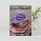 Sattel auf dem Zaun mit Hut-Brautparty Einladung (Stehend Vorderseite)