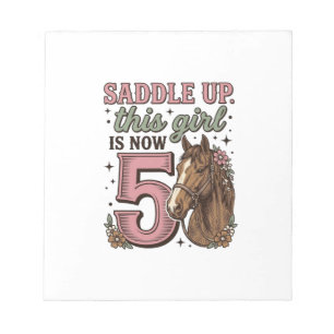 Sattel auf Mädchen 5. Geburtstag Pferd Cowgirl-Shi Notizblock