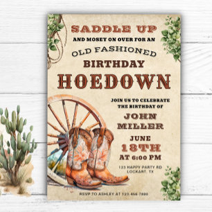 Sattel auf! Western Hoedown Geburtstagsfeier Cowbo Einladung