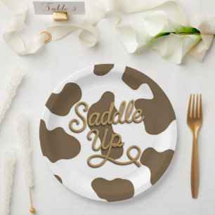Sattel Brown Cow Country Western Rodeo Party Pappteller