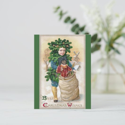 Sattel: Fir Boy mit Puppe Postkarte (Stehend Vorderseite)