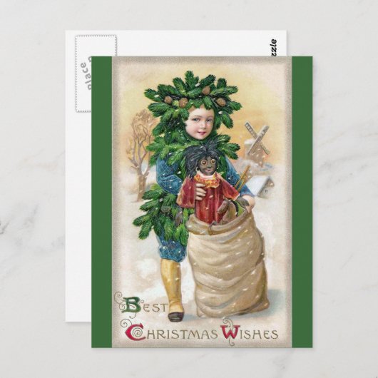 Sattel: Fir Boy mit Puppe Postkarte (Vorne/Hinten)