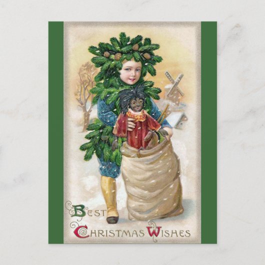 Sattel: Fir Boy mit Puppe Postkarte (Vorderseite)