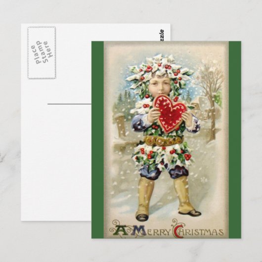 Sattel: Heiliger Junge mit Herz Postkarte (Vorne/Hinten)