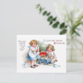 Sattel: Mädchen spielen mit Bunnies Postkarte (Stehend Vorderseite)