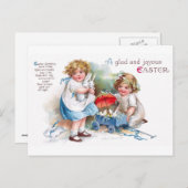 Sattel: Mädchen spielen mit Bunnies Postkarte (Vorne/Hinten)