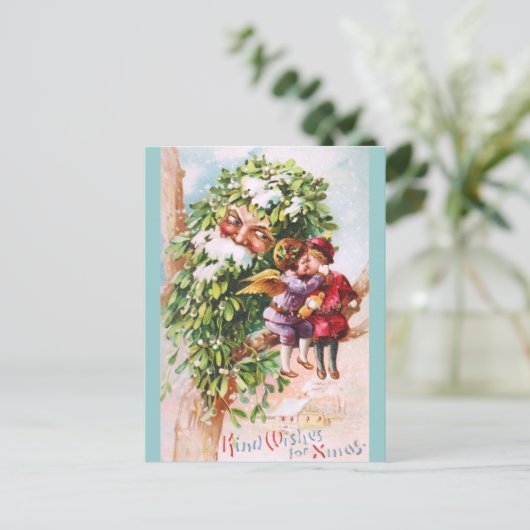 Sattel: Mistletoe Vater mit Engeln Postkarte (Stehend Vorderseite)