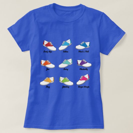 Sattel-Schuhe in der Farbe mit der T-Shirt (Design vorne)