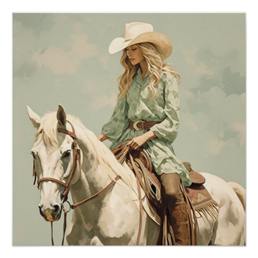 Sattel Stitched Splendor: Cowgirl Wall Art Poster (Vorderseite)