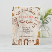 Sattel up Country Western Geburtstag Einladung (Stehend Vorderseite)