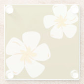 Sattelbraun, weißer Orchid-Untersetzer Glasuntersetzer (Rückseite)