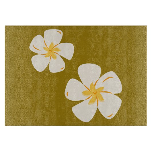 Sattelbraun, weißes Orchideenglas Schneidebrett (Vorderseite)