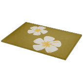 Sattelbraun, weißes Orchideenglas Schneidebrett (Ecke)