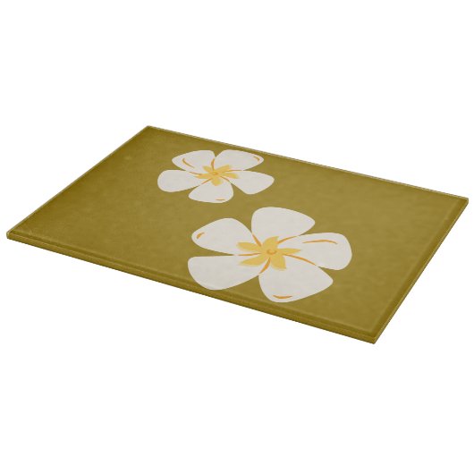 Sattelbraun, weißes Orchideenglas Schneidebrett (Ecke)