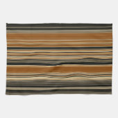 Sattelbraunes und schwarzes Streifenmuster Geschirrtuch (Horizontal)