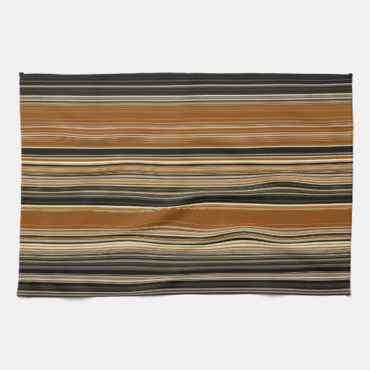 Sattelbraunes und schwarzes Streifenmuster Geschirrtuch (Horizontal)