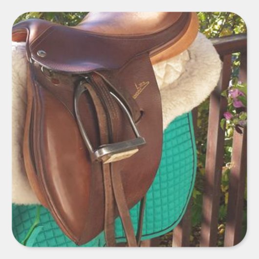 satteln quadratischer aufkleber (Vorderseite)