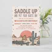 Satteln Sie Cowboy-Western Geburtstagsbooten Einladung (Stehend Vorderseite)
