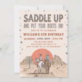 Satteln Sie Cowboy-Western Geburtstagsbooten Einladung (Vorderseite)