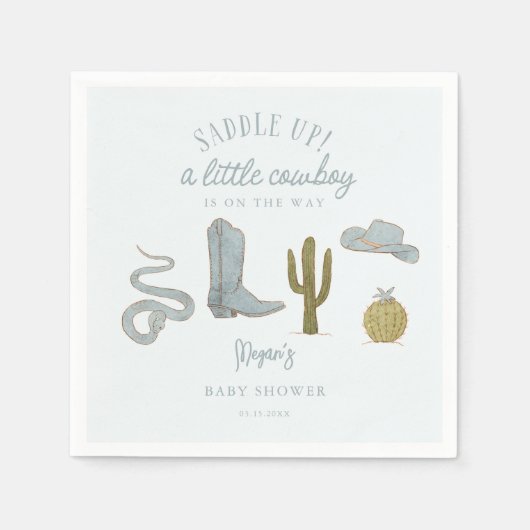 Satteln Sie die Cowboy-Babydusche Serviette (Vorderseite)