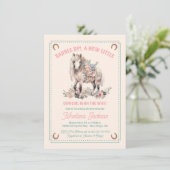 Satteln Sie die Floral Pony Babydusche Einladung (Stehend Vorderseite)