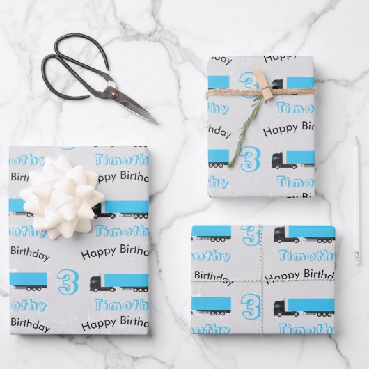 Sattelschlepper Geschenkpapier Set (Vorderseite)