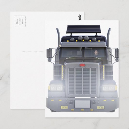 Sattelschlepper mit Scheinwerfern Postkarte (Vorne/Hinten)