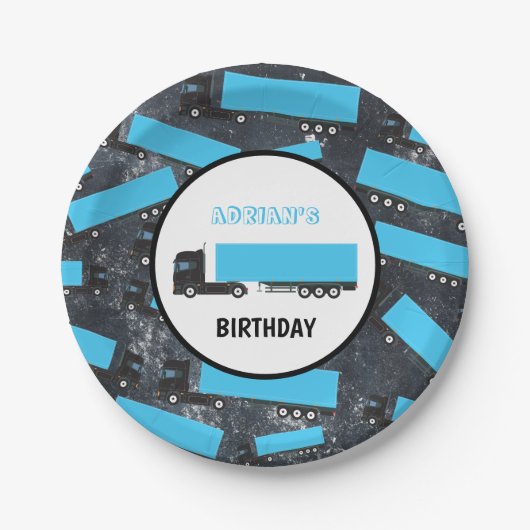 Sattelschlepper Pappteller (Vorderseite)