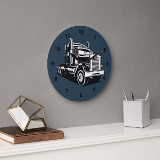 Sattelschlepper Transport Highway Cooler Fahrer Große Wanduhr