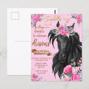 Sattelt die Pferde Cowgirl Geburtstag Postkarte