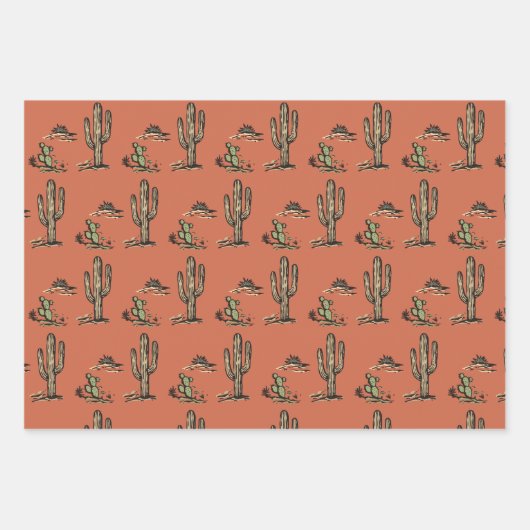 Sätten Sie den ersten Rodeo Cowboy Retro Woodcut Geschenkpapier Set (Vorderseite 2)