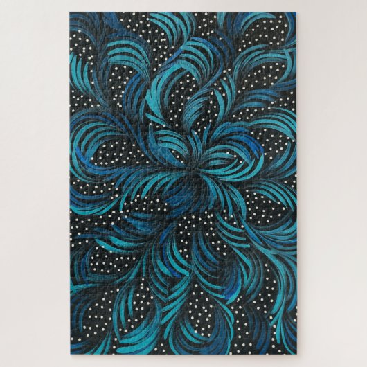 Sättigte Bush Medici Blätter träumen in Blau Puzzle (Vertikal)