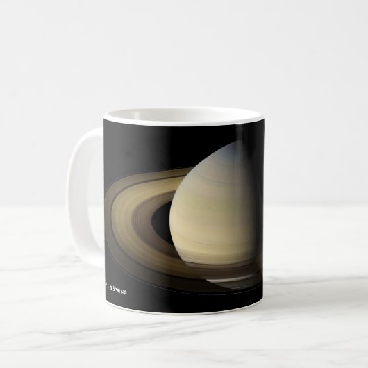 Saturn bei Spring Equinox, Cassini-Huygens Kaffeetasse (Vorderseite Links)