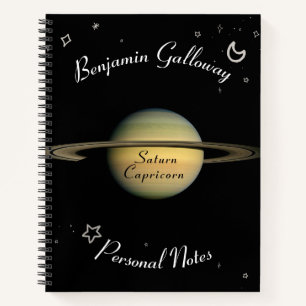 Saturn Capricorn Monogram Solar System Cosmic Notizblock