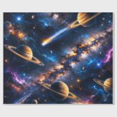 Saturn Deep Space Premium Folierung Geschenkpapier (Flach)