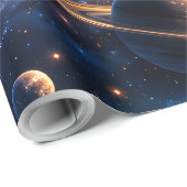 Saturn Deep Space Premium Folierung Geschenkpapier (Rolleneckpunkt)