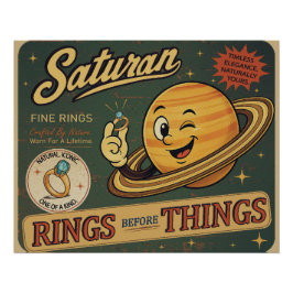 Saturn Feine Ringe Retro Vintage Weltraum Humor Poster