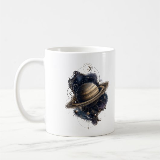 Saturn Goldene Ringe Himmelsplanet Tasse (Links)