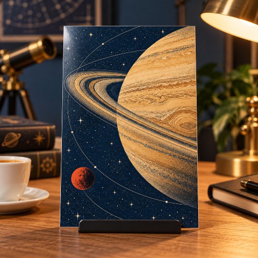 Saturn in Ocker-Kunstprint Poster