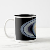 Saturn mit Ringen an Weitwinkel zur Erde Zweifarbige Tasse (Links)