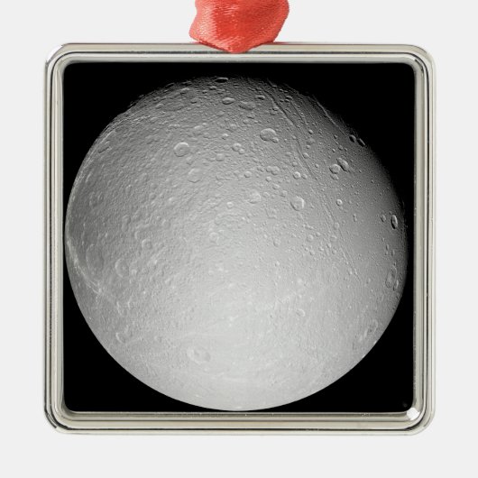 Saturn Mond Dione Silbernes Ornament (Vorne)