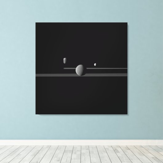 Saturn Monde gepackte Canvas drucken Leinwanddruck (Insitu (Holzboden))