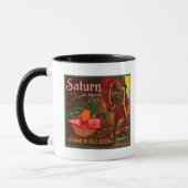 Saturn Orange LabelUpland, CA Tasse (Links)