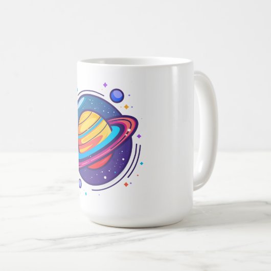 Saturn Planet Coffee Mug – Cosmic Design for Space Kaffeetasse (VorderseiteRechts)